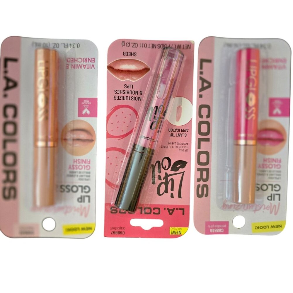L.A. Colors Lip Gloss & Lip Oil Set With Vitamin E Enriched Formula For Moisturi